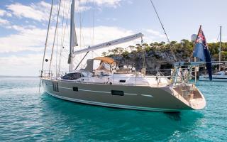 Oyster Brokerage Used Sailing Yachts For Sale Oyster 575 Safiya On Anchor Landscape