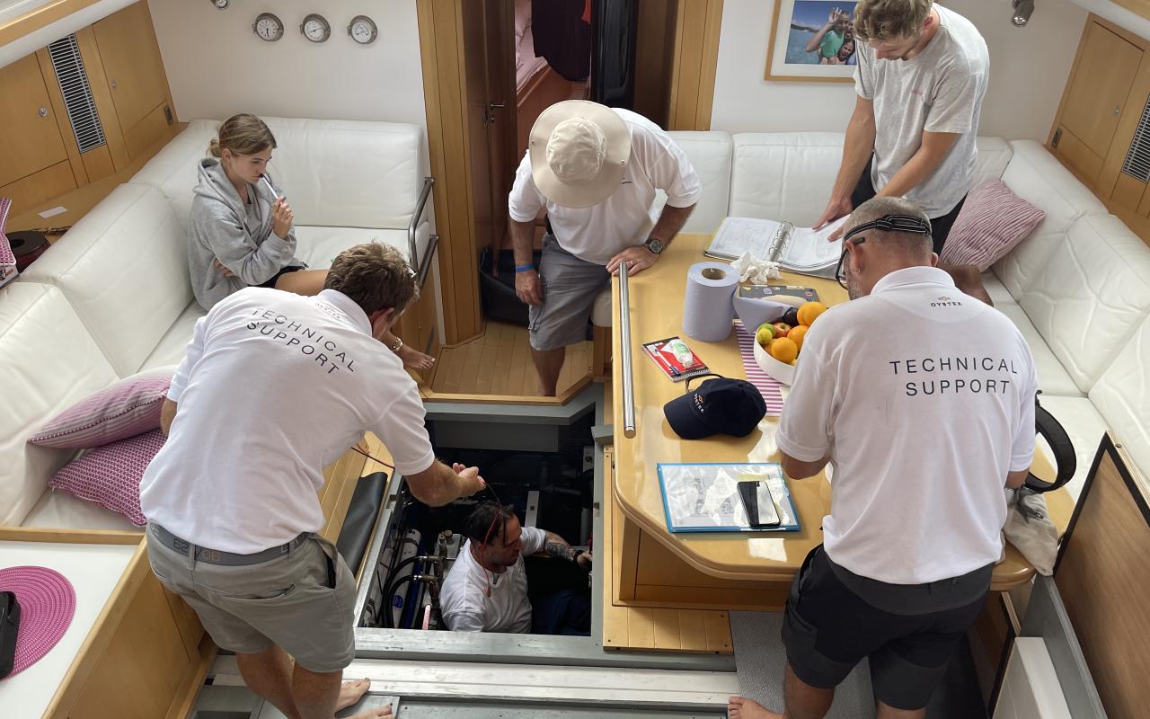 Oyster Support Team Carrying Out Safety Checks on Yacht