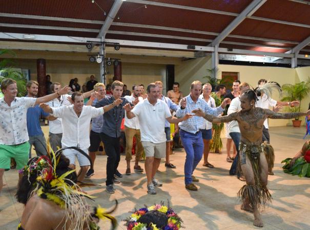 Marquesas welcome celebrations men dancing