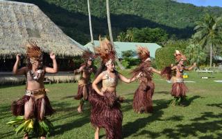 Traditional local people dancing in Moorea
