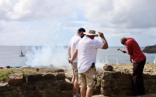 Firing of the cannon in Antigua for Oyster World Rally 2022 23 start