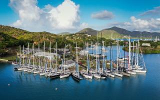 Oyster yachts at dock in Antigua for the world Rally start
