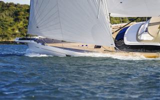 Oyster 595 sailing bow