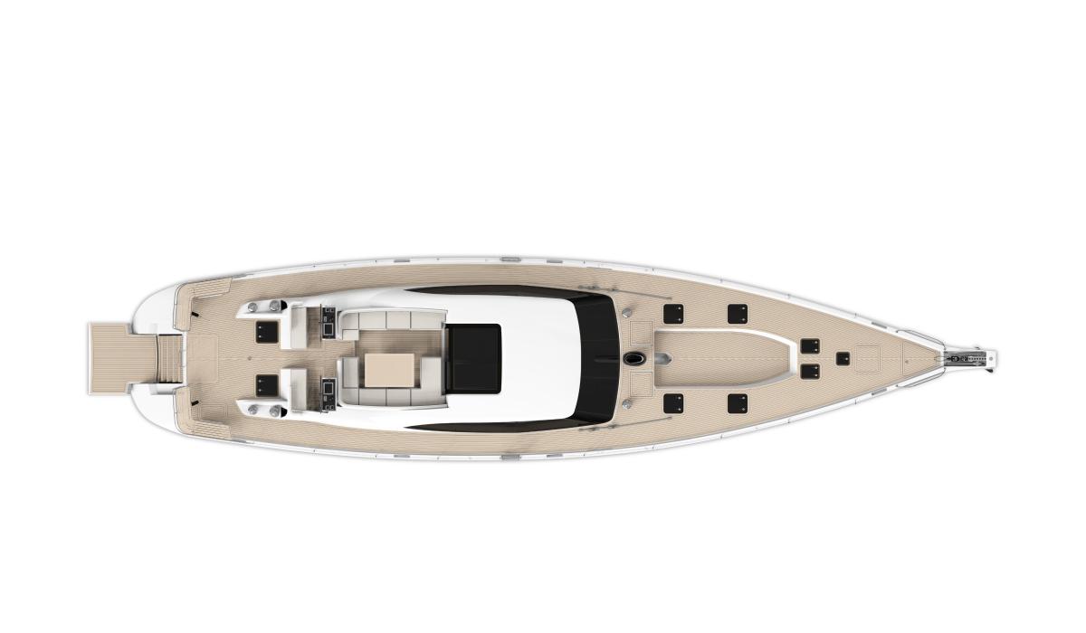 Oyster 885 SII – Deck plan with swim platform