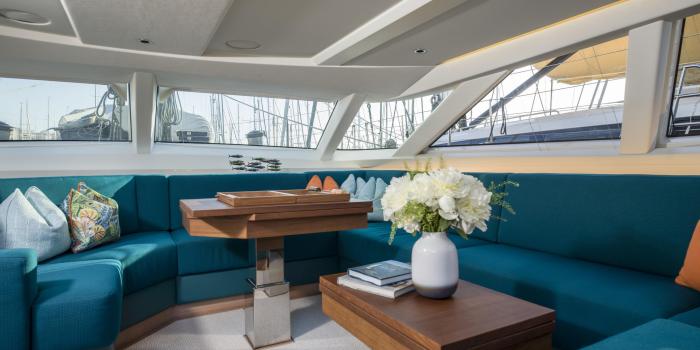 Oyster Yachts teal interior