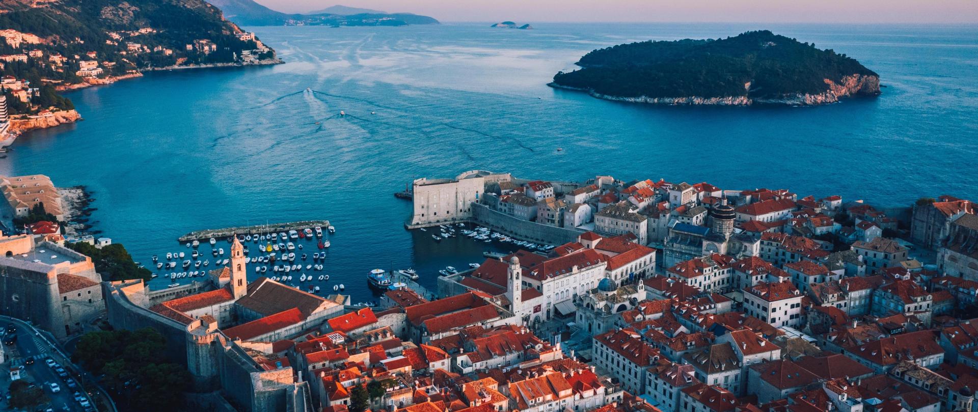 Aerial View of a City and Island Croatia