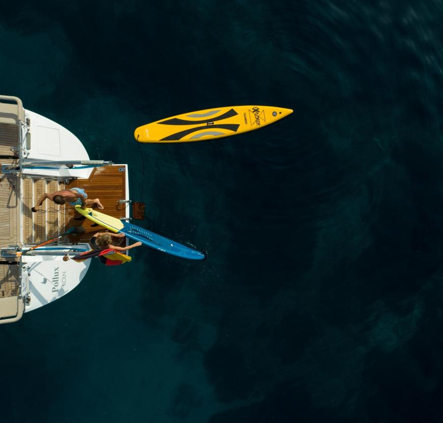 Charter yacht with toys