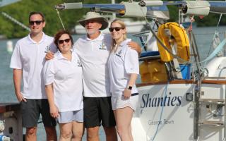 Jacek and Dobra Reschke with crew on board Oyster 56 Shanties in Antigua v2