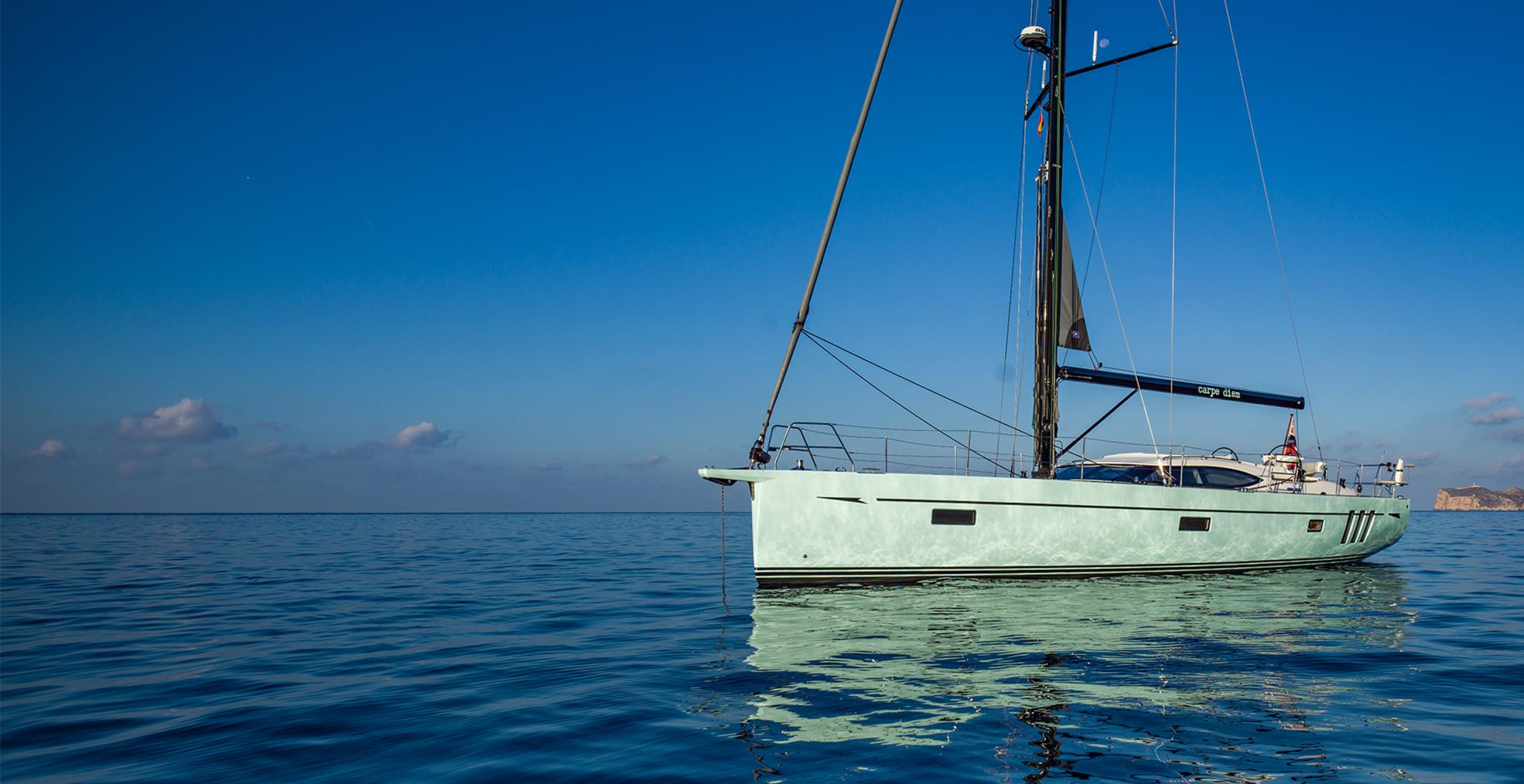 Oyster 495 50 Foot Sailing Yacht Boat at anchor