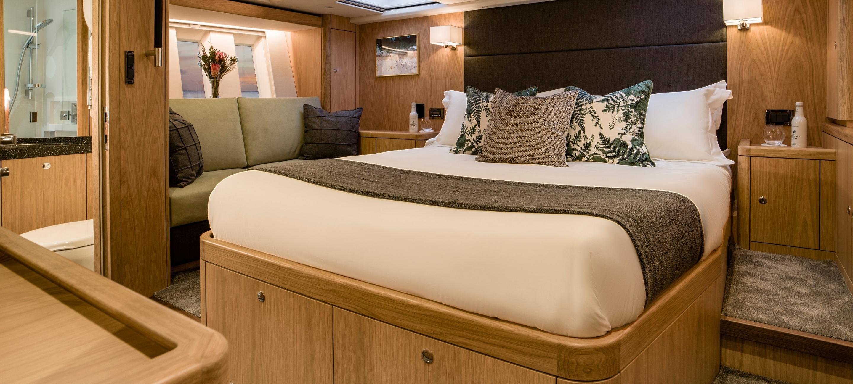 small yacht with bedroom