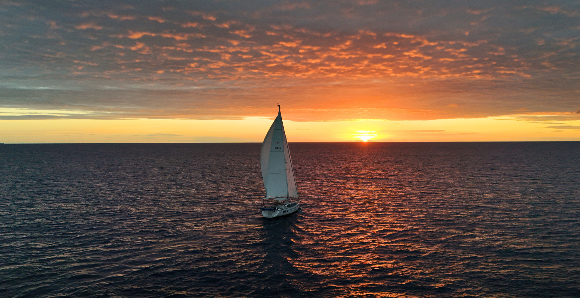 Oyster 565 Hamiruma Sailing Sunset