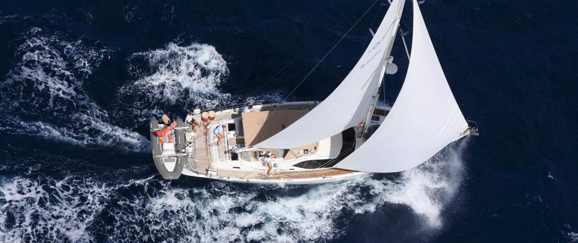 Oyster 575 Sailing Aerial