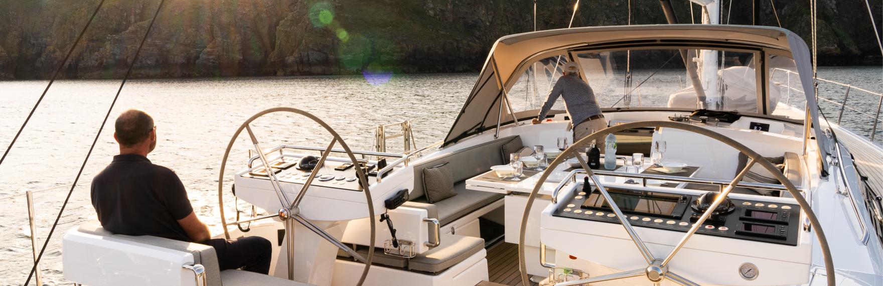 Crew are protected in the helm positions and deep recessed centre cockpit.