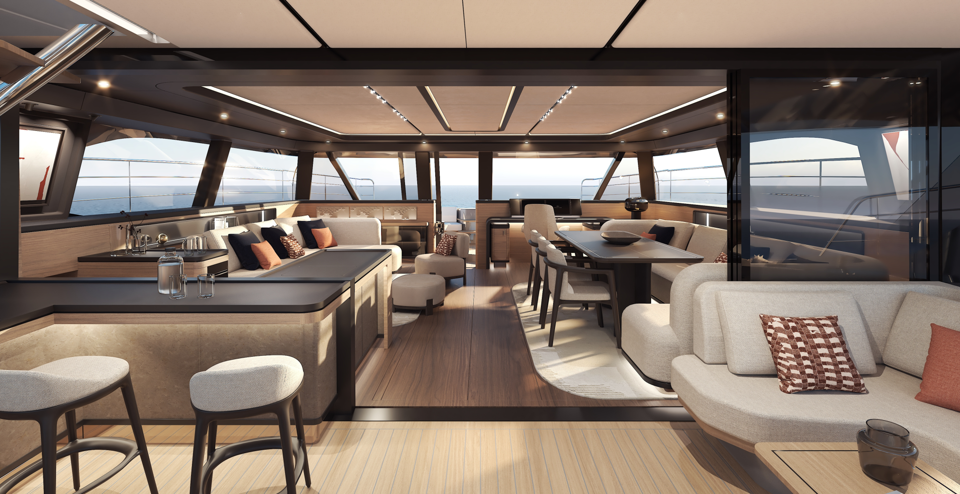 P60 60 foot power catamaran interior