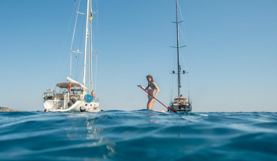 Paddleboarding Oyster Yachts Ibiza