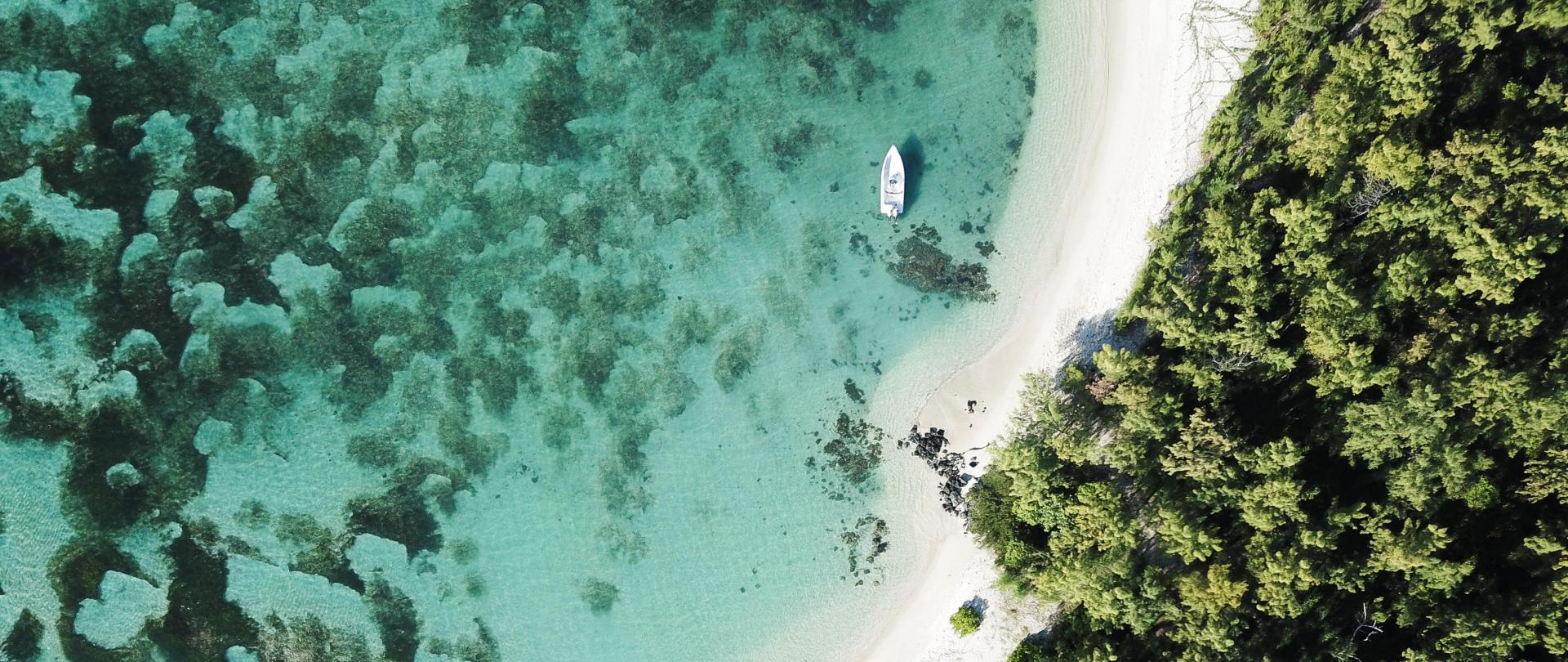 Sandy beach and crystal clear sea in Mauritius D