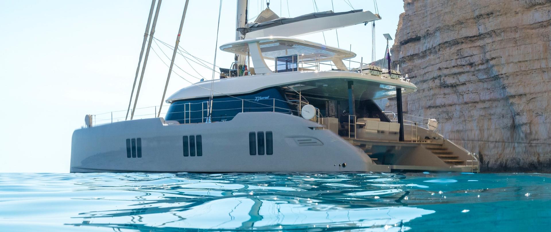 Sea Bliss Sunreef 70 Catamaran available with Beyond Oyster Charter h