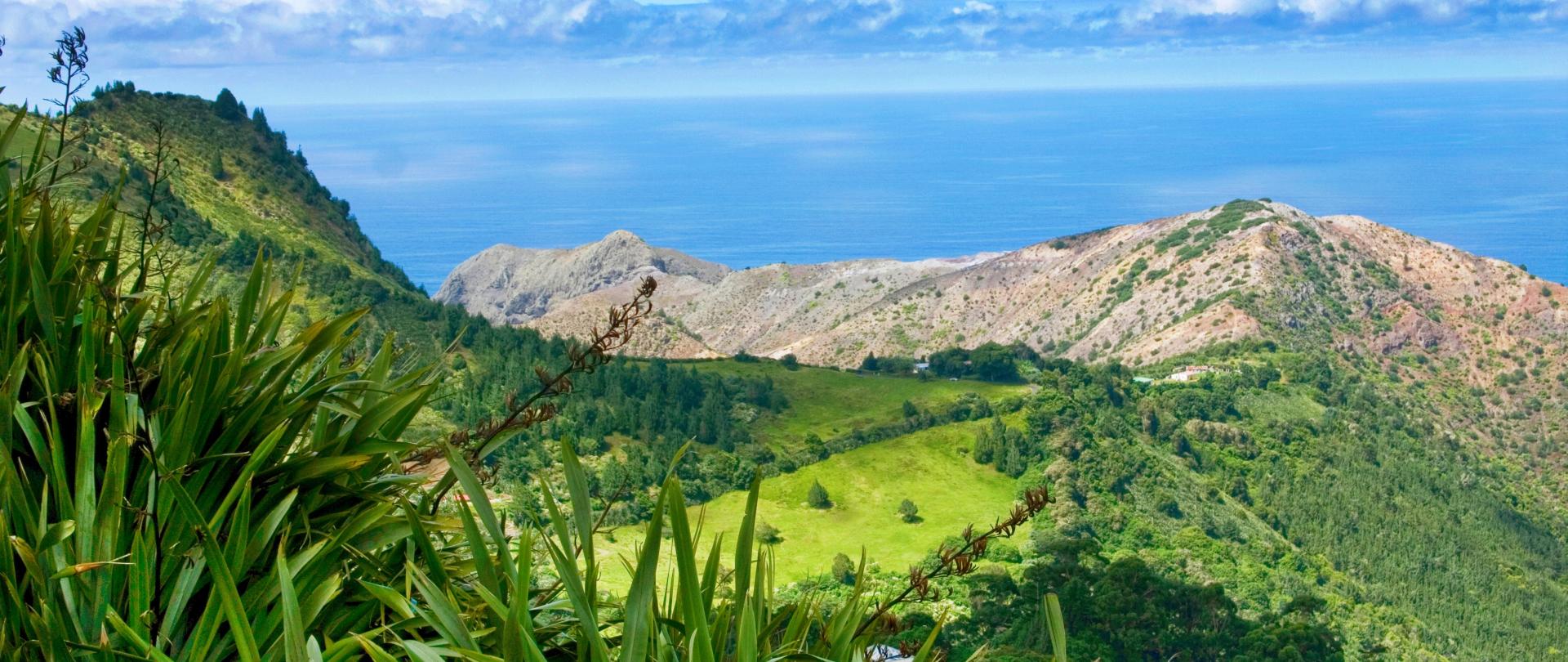 St Helena mountains and views out to sea d