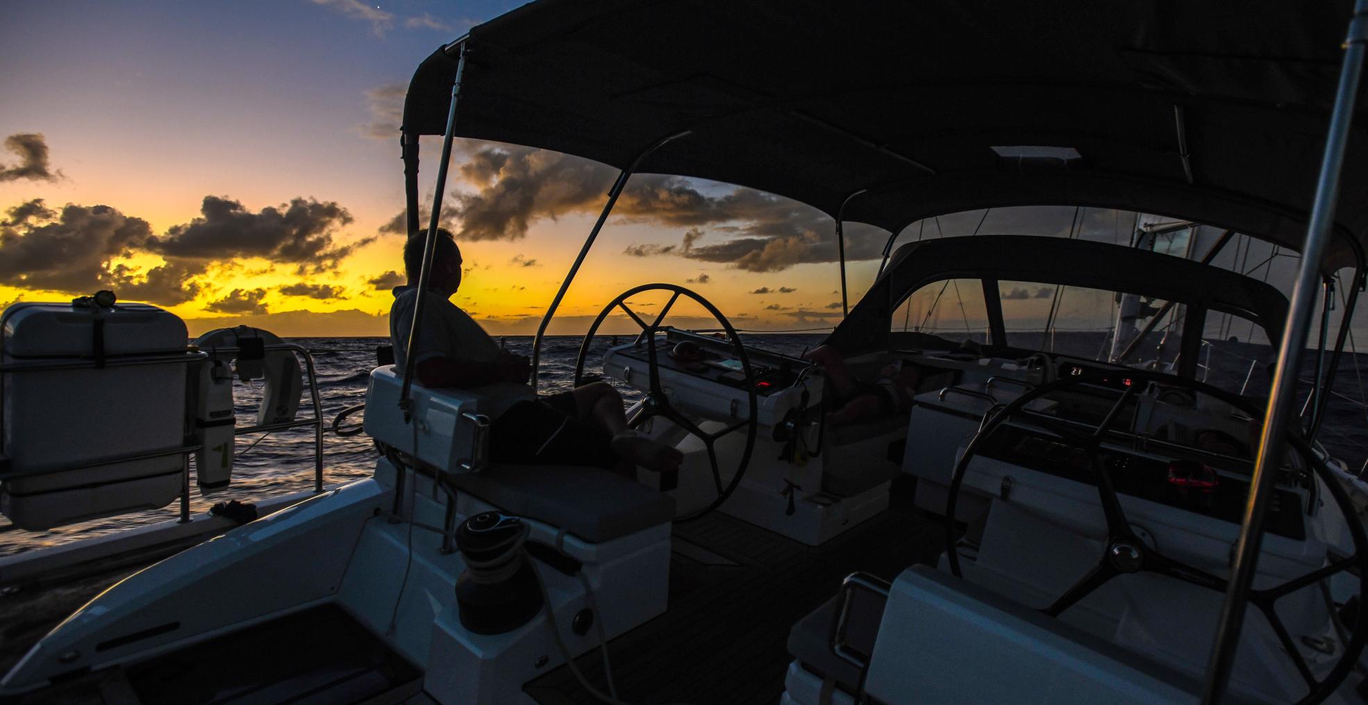 Sunset on board Oyster World Rally