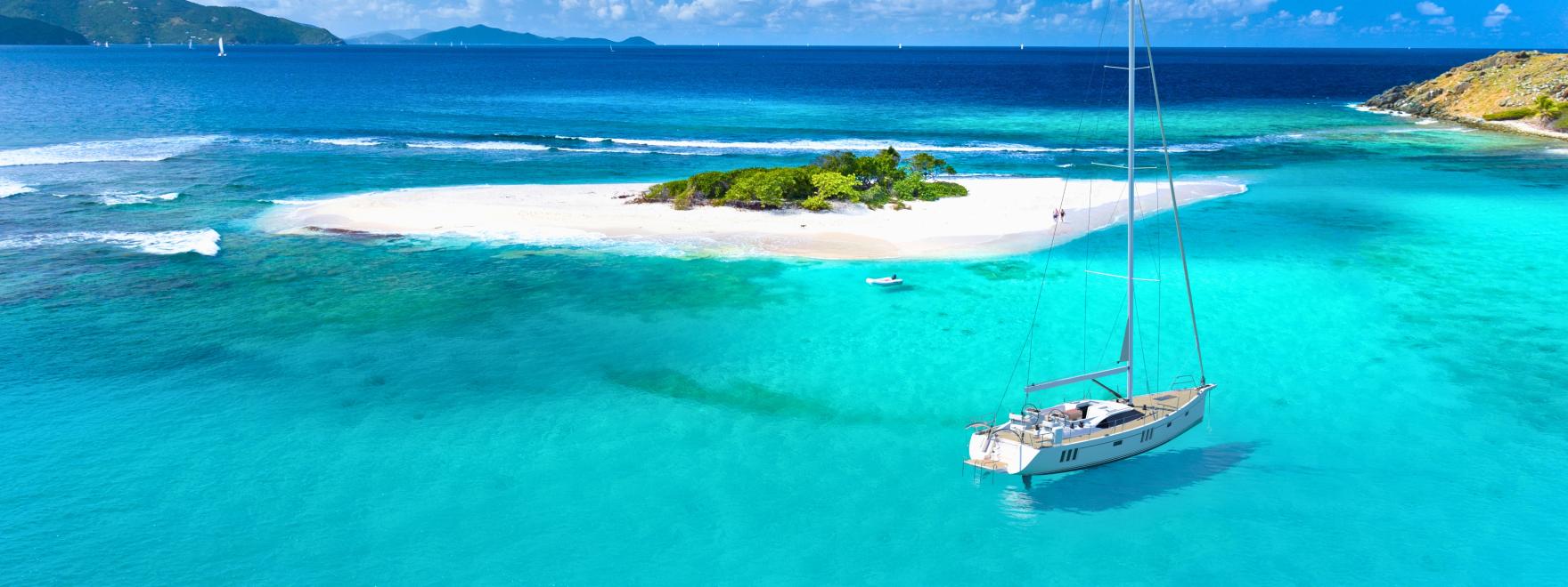 595 Series II centreboard 60 foot sailing yacht at anchor