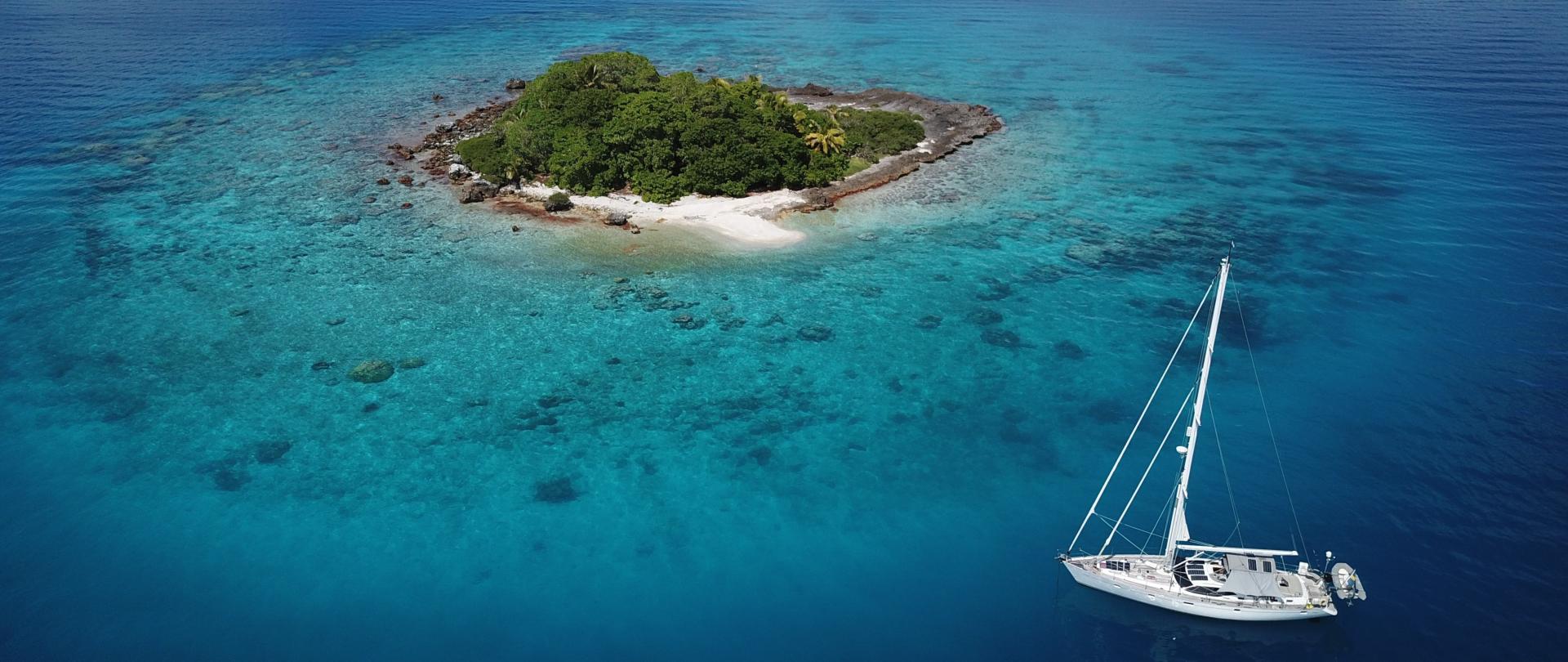 anchored at a small motu in the Rangiroa atoll d