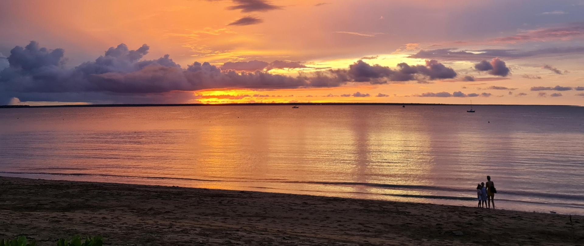 stunning sunset on the sandy beach of Darwin d