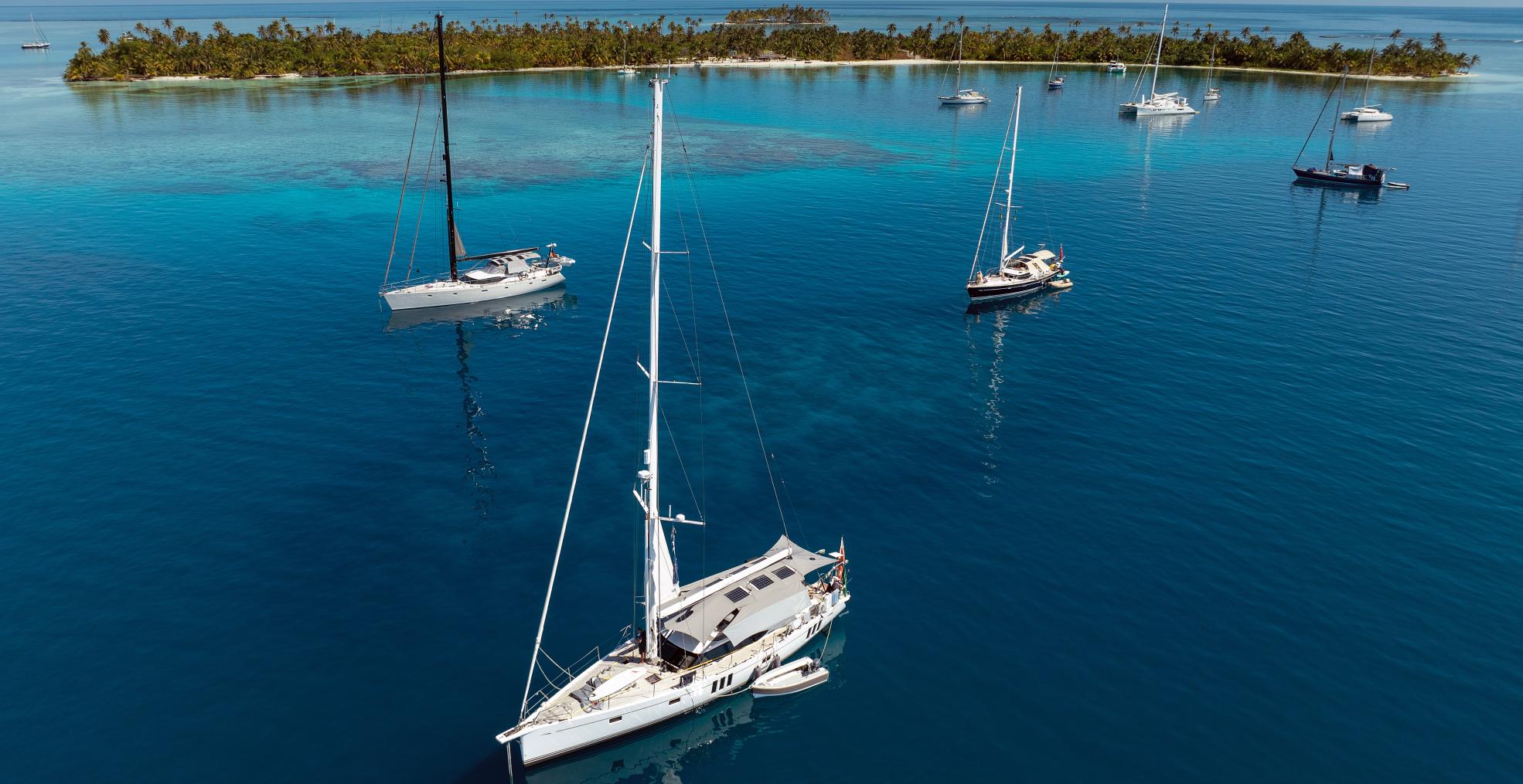 yachts at anchor in beautiful location d