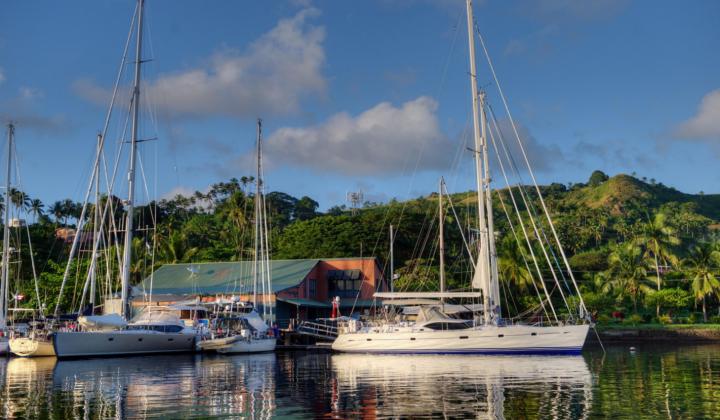 56. Yachts moored on the south coast of Vanua Levu Island