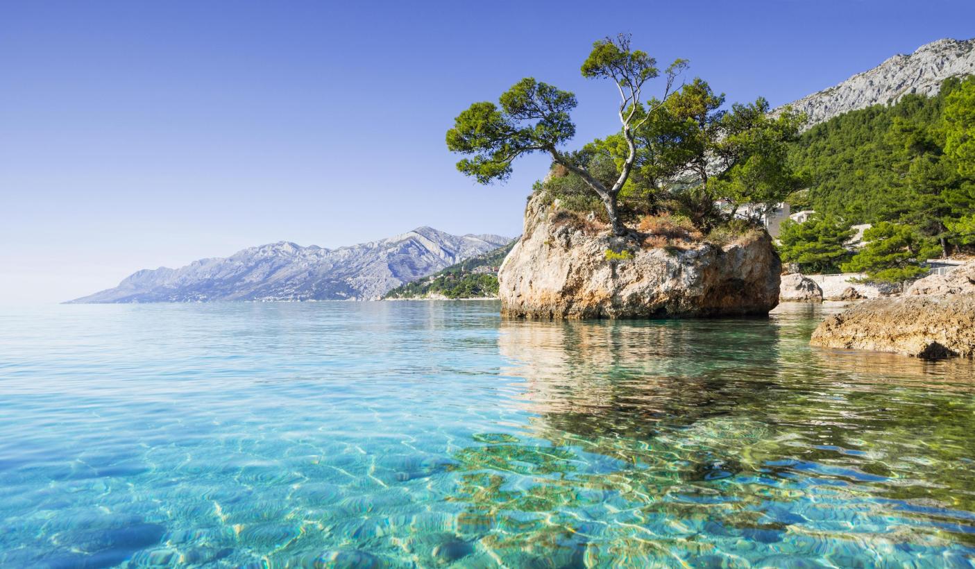 Beautiful bay in the Mediterranean sea Brela Croatia