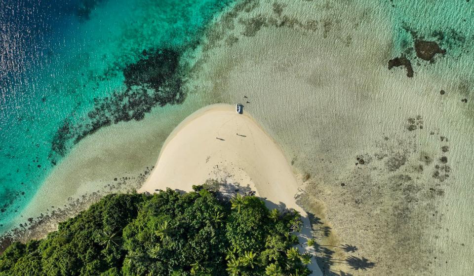 Drone shot of beach in Nuku Island Vavau Tonga