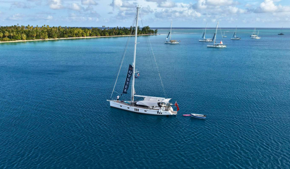 Fleet at anchor Oyster World Rally French Polynesia