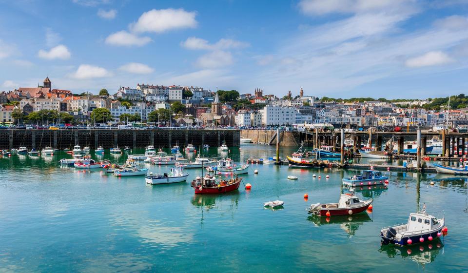 Harbour and skyline of Saint Peter Port Guernsey