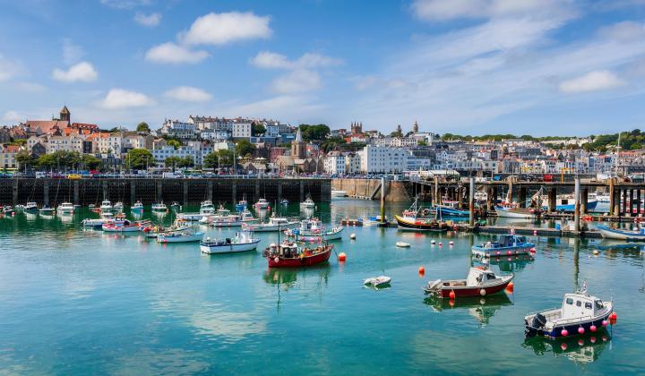 Harbour and skyline of Saint Peter Port Guernsey