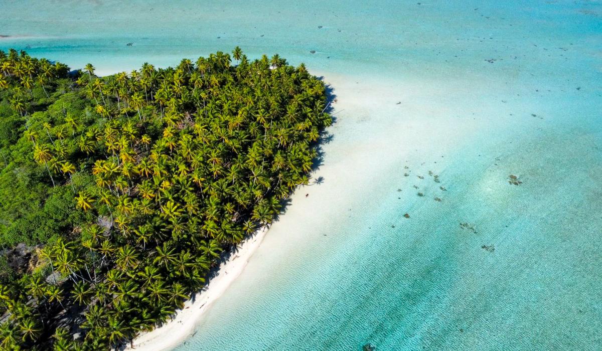Heart shaped atoll in French Polynesia