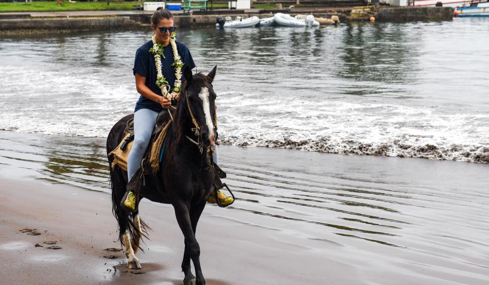 Horse riding along the beach Nuku Hiva