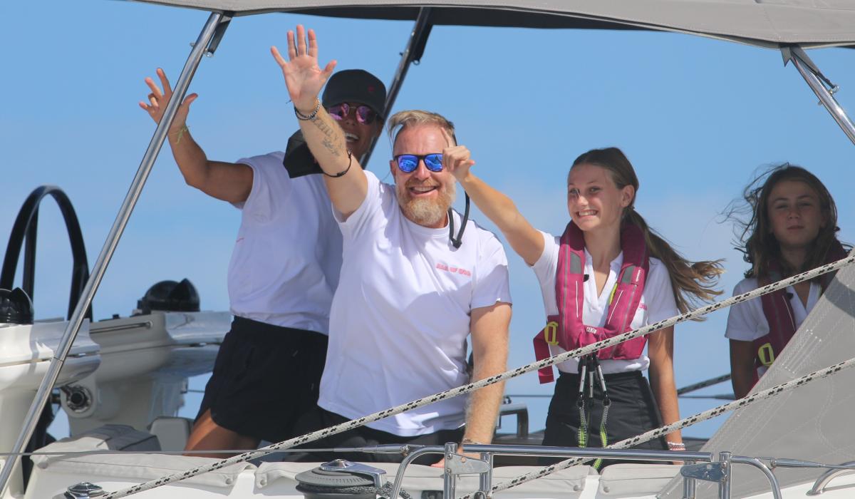 Leo Kate Mia and Lyla Eccles onboard Oyster 655 Man of War