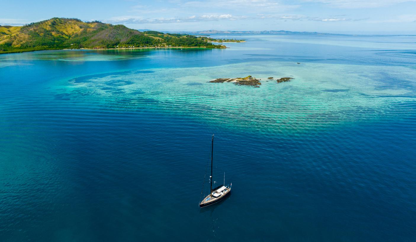 Luxury sailboat Fiji Aerial View