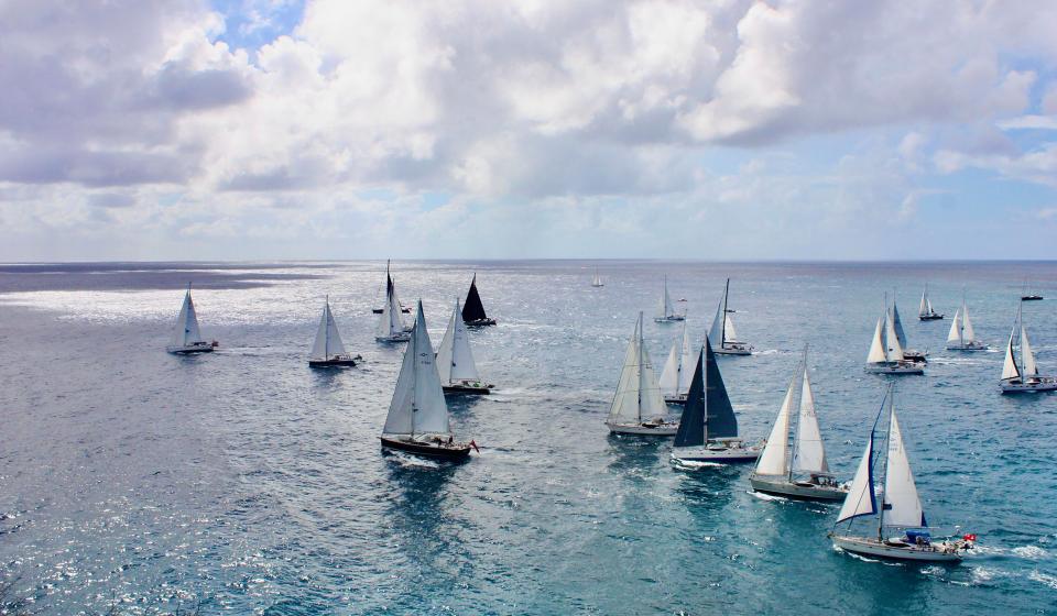 Luxury yachts sailing in Antigua Caribbean