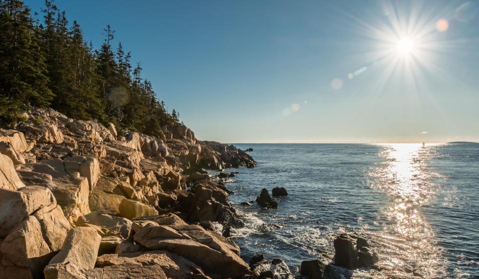Morning Sunburst over rocky Maine Coast