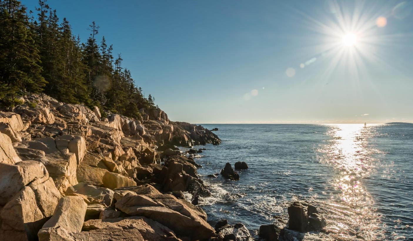 Morning Sunburst over rocky Maine Coast