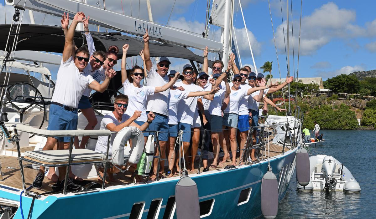 Oyster Yachts Oyster World Rally 2024-25 Start Oyster 565 Larimar Crew Celebrating
