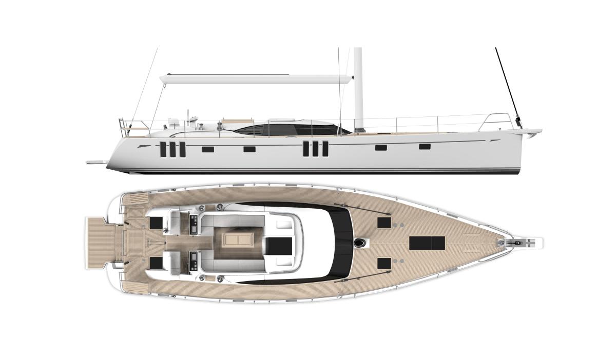 OYSTER 595 DECK PLAN WITH EXTENDED TRANSOM