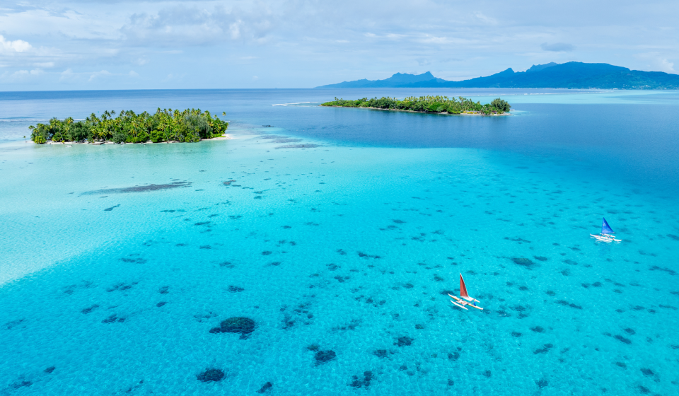Outrigger boats in French Polynesia