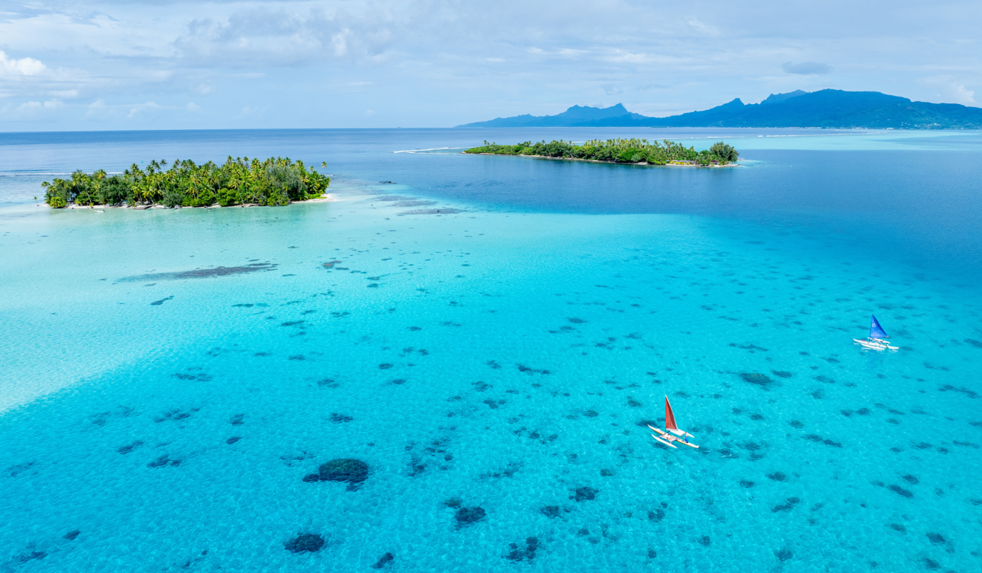 Outrigger boats in French Polynesia
