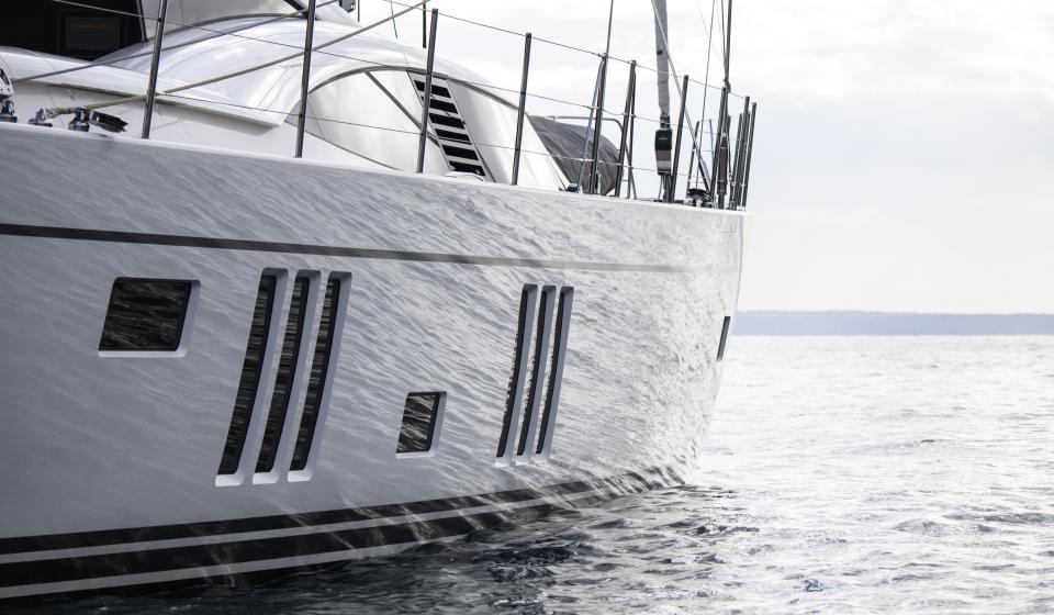 Oyster 1225 Moored close up 2