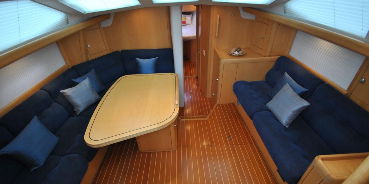 Oyster 46 Saloon from companionway