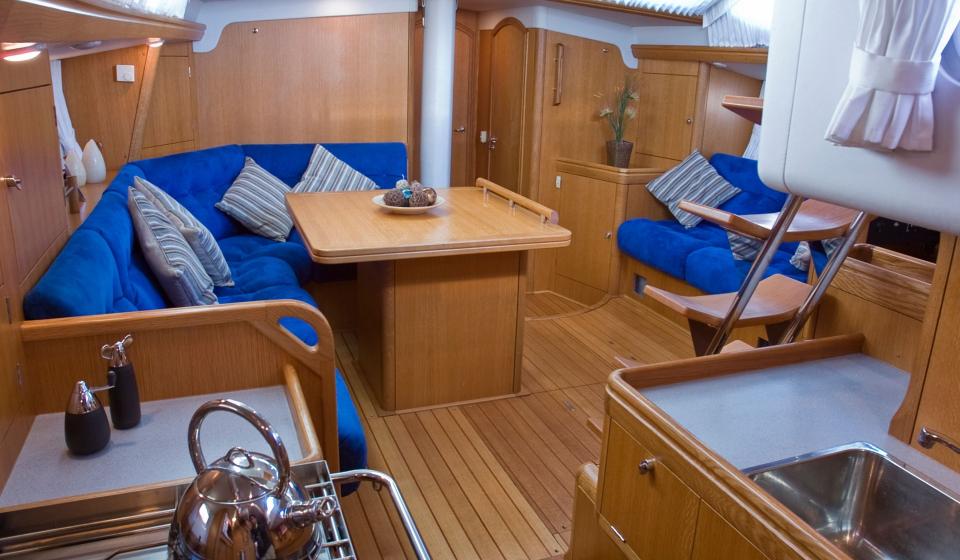 Oyster 47 Galley and Saloon