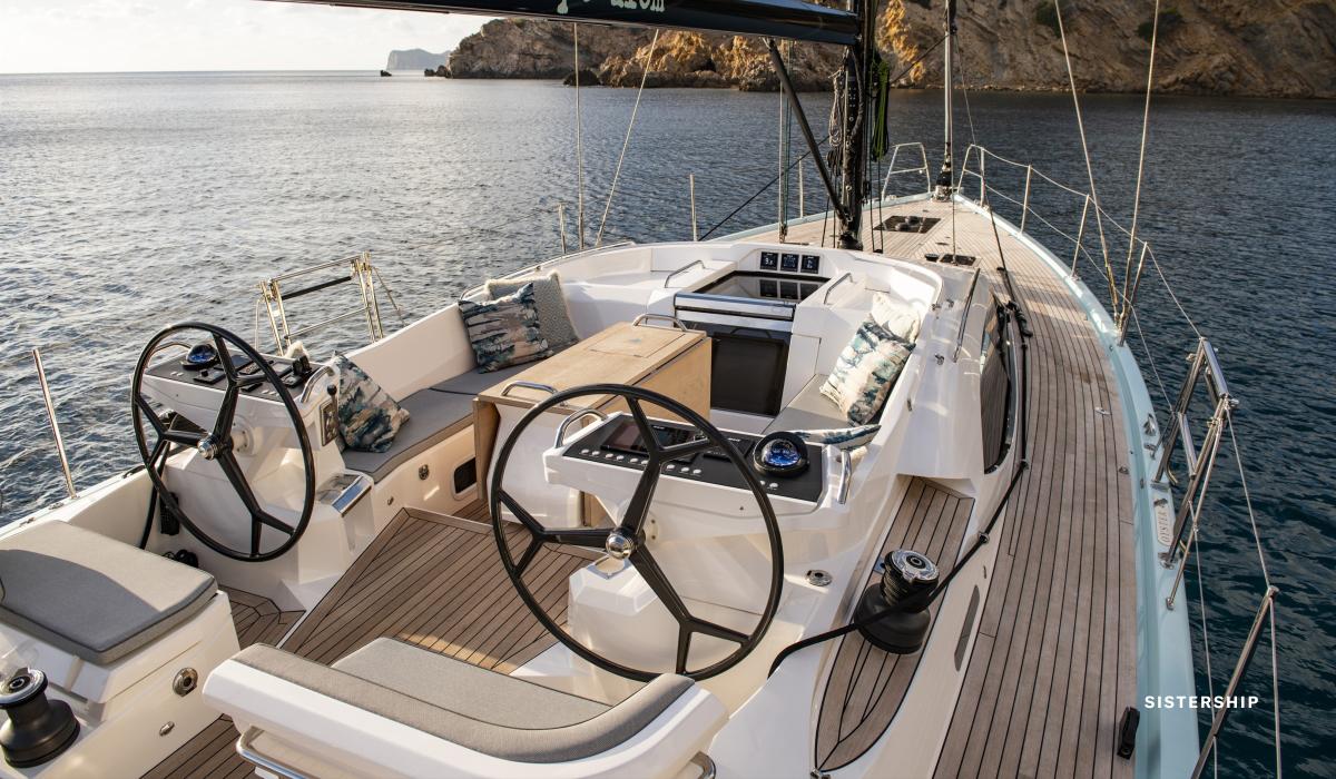 Oyster 495 Aquaries Sailing Charter Cockpit