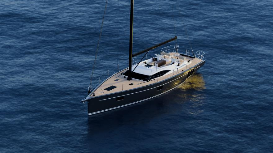 Oyster 515 50 Foot Bluewater Sailing Yacht Navy Hull Front View