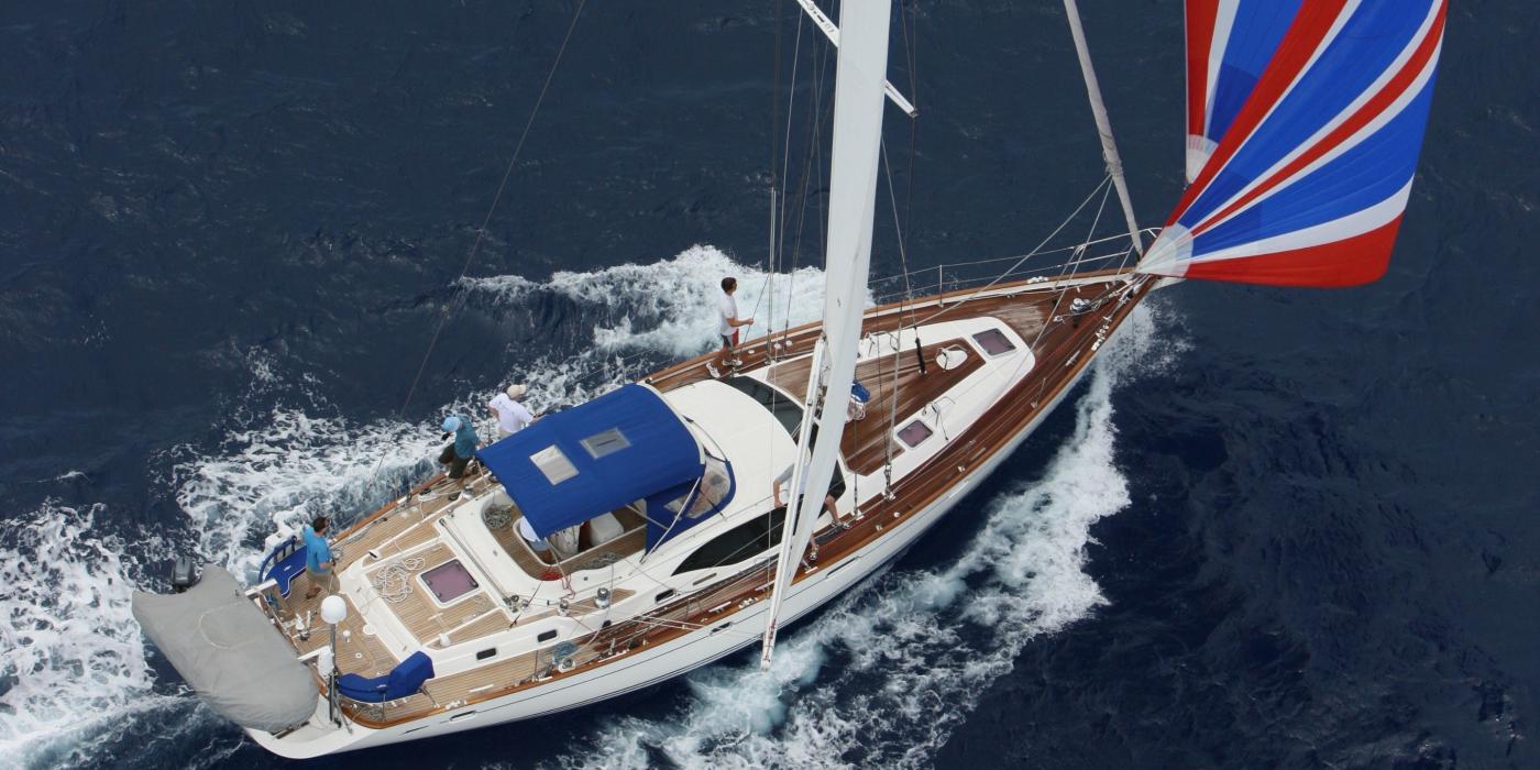 Oyster 53 Sailing spinnaker aerial